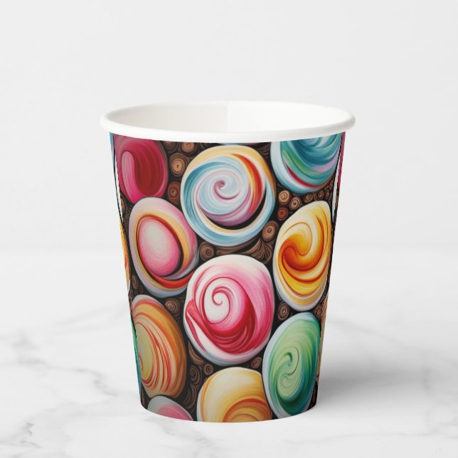Creme Wirbel Pappbecher (Links)