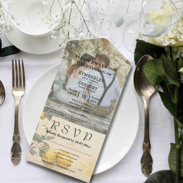 Creme Yellow Lemon Green Orchard Foto All In One Einladung (Von Creator hochgeladen)