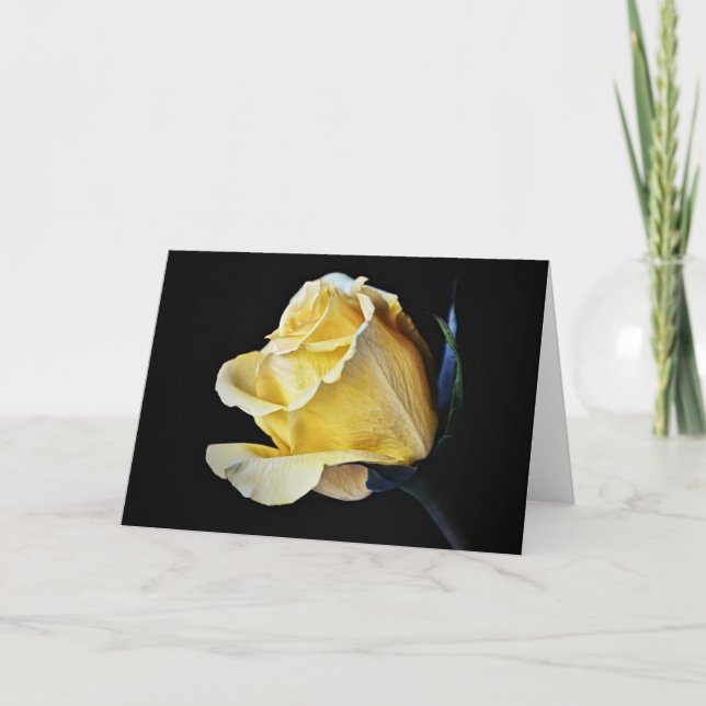 Creme Yellow Rose Blume Art Note Card Karte (Vorderseite)