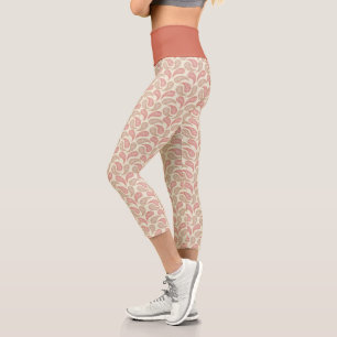 Creme-Ziegel Paisley-Muster Hochtaillierte Capriho Capri Leggings