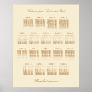 Cremebeige 18 Tisch Hochzeit Sitzordnung Poster