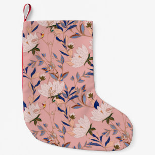 Cremebeige Lilien: Rosa nahtloser Hintergrund Kleiner Weihnachtsstrumpf