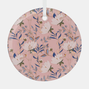 Cremebeige Lilien: Rosa nahtloser Hintergrund Ornament Aus Glas