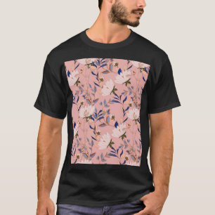 Cremebeige Lilien: Rosa nahtloser Hintergrund T-Shirt