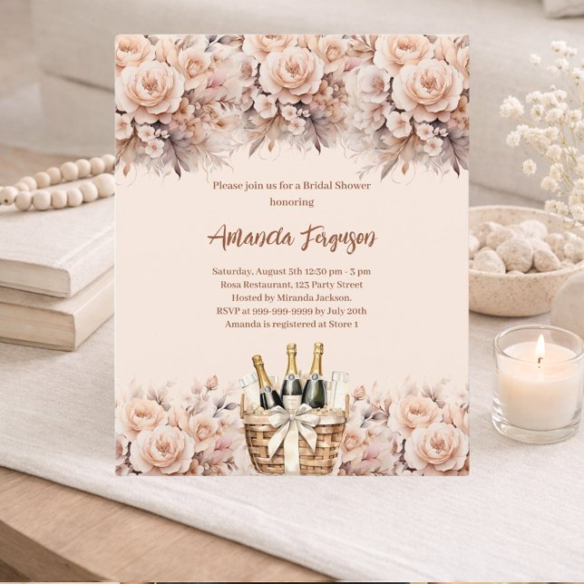 Cremebeige Rose Bubbly Brautparty-Einladung (Von Creator hochgeladen)