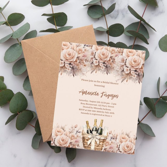 Cremebeige Rose Bubbly Brautparty-Einladung (Von Creator hochgeladen)