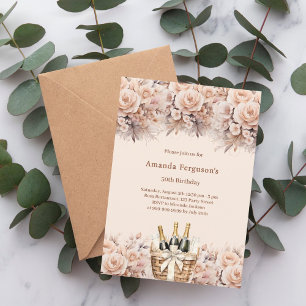 Cremebeige Rose florieren bis zum luxuriösen Gebur Einladung