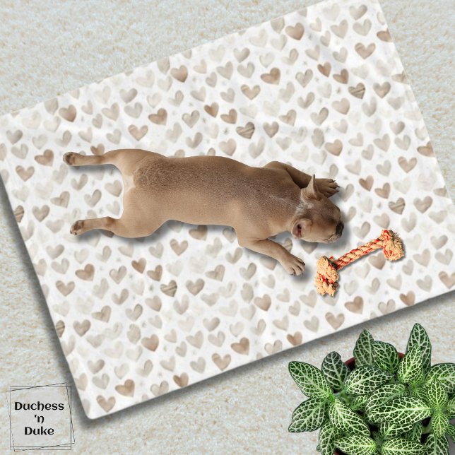 Cremebeige Wasserfarbe Herzen Muster Haustier  Fleecedecke (ream Beige Watercolor Hearts Pattern Pet Fleece Blanket)