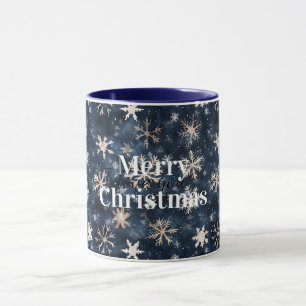 Cremeblaue Winterschneeflocken Weihnachten Tasse