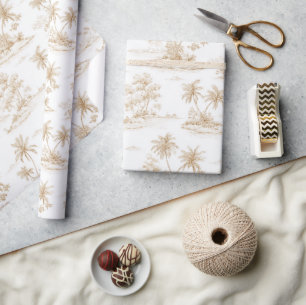 Cremebraune Aloha Tropeninsel Palmen Geschenkpapier