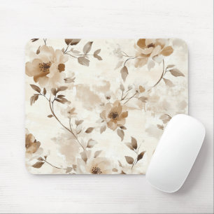 Cremebraune Blumen Mousepad