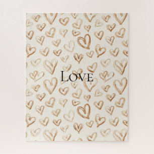 Cremebraune Herzen Valentinstag Puzzle
