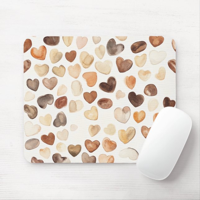 Cremebraune Pfirsich-Kaffeebohnen-Herzen Mousepad (Mit Mouse)