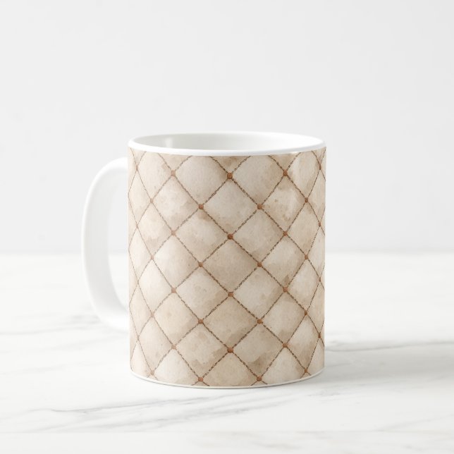 Cremebraune Quadrate Kaffeetasse (Vorderseite Links)