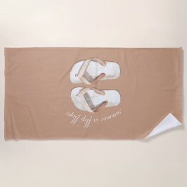 Cremebraune Sommer Flip Flops Sandalen Strandtuch