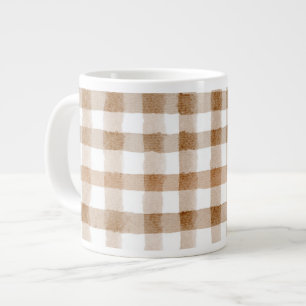 Cremebraune Streifen Braune Karo Jumbo-Tasse