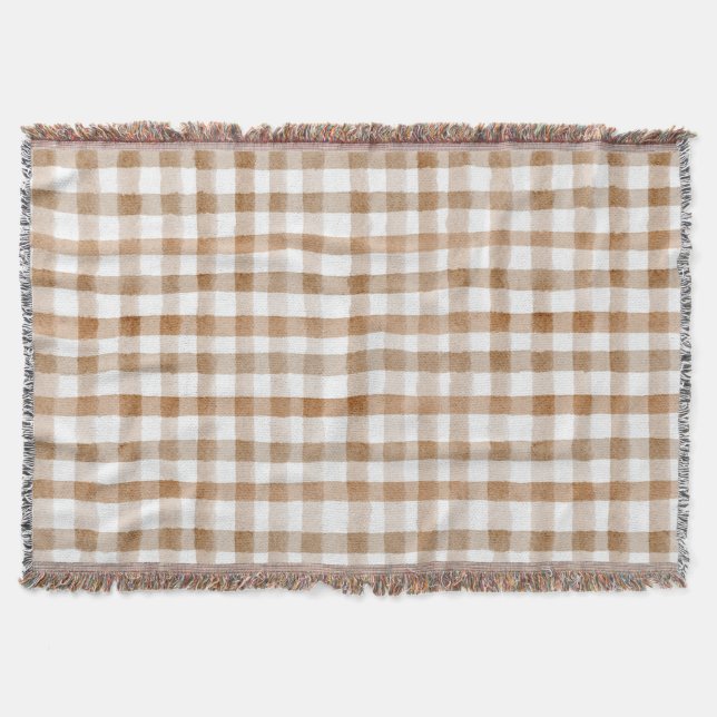 Cremebraune Streifen Tan Plaid Decke (Vorderseite)