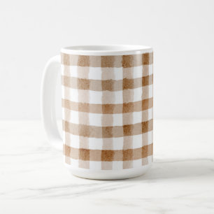 Cremebraune Streifen Tan Plaid Kaffeetasse