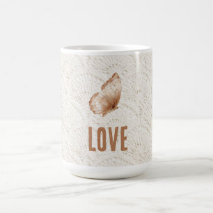 Cremebrauner Boho-Bohemian-Schmetterling Kaffeetasse