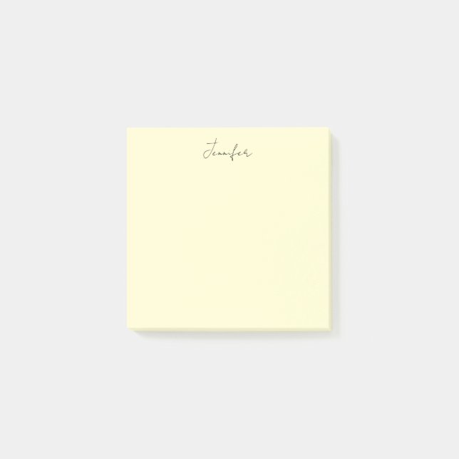 Cremefarbe elegantes modernes minimalist plain Nam Post-it Klebezettel (Vorderseite)