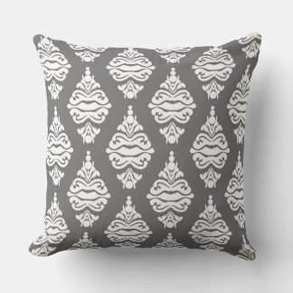 Cremefarbe und graues Damast Sofabett Kissen