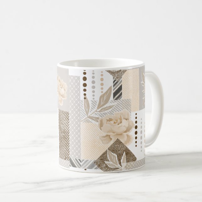 Cremefarben auf weiß kaffeetasse (VorderseiteRechts)