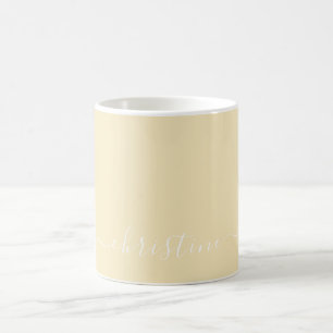 Cremefarben Gelb Weiß Minimalistisch Moderne Name  Kaffeetasse