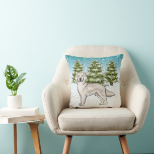 Cremefarben Golden Retriever Blau Winter Weihnacht Kissen