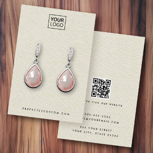 Cremefarben-Logo QR Ohrring-Display-Karte