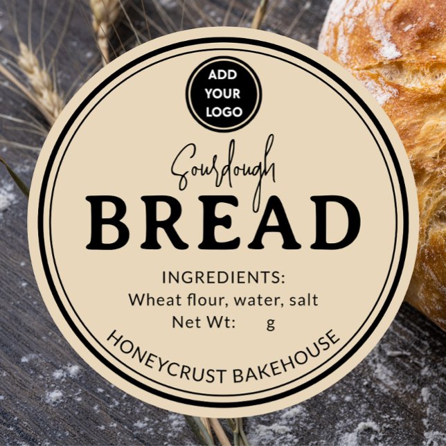 Cremefarbene Beige Bäckerei-Sauerteig-Brotetikett- Runder Aufkleber (Von Creator hochgeladen)
