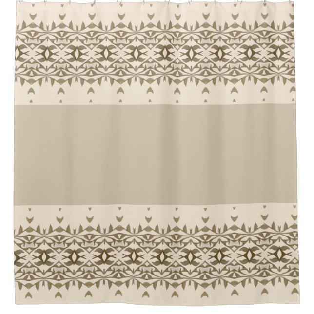 Cremefarbene Beige mit Coppery Brown Duschvorhang (Vorderseite)