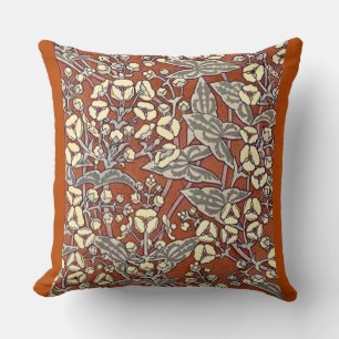 cremefarbene Blume, braun Kissen