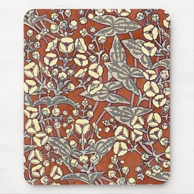 cremefarbene Blume, braun Mousepad (Vorne)