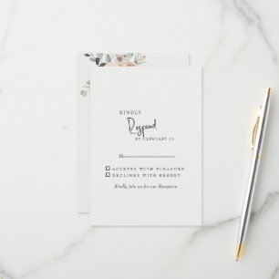 Cremefarbene elegante rosafarbene Blumen-Hochzeits RSVP Karte
