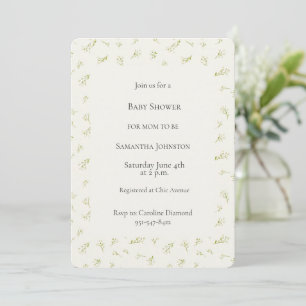 Cremefarbene Florale Babyshower-Einladung Einladung