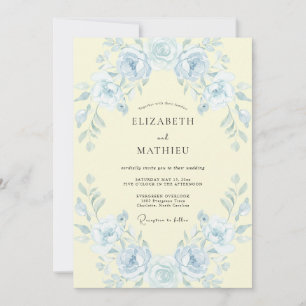 Cremefarbene gelbe Rosenhochzeit Einladung