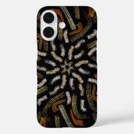 Cremefarbene goldene Gelbtöne geharktes Muster auf iPhone 16 Hülle