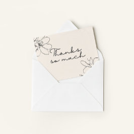 Cremefarbene handgezeichnete Wildblumen-Postkarte Dankeskarte