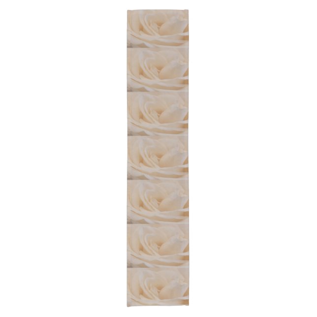 Cremefarbene Rose schließen Kurzer Tischläufer (Vorderseite)