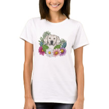 Cremefarbener Golden Retriever Kopf mit farbenfroh