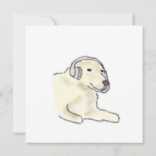 Cremefarbener Labrador-Hund mit Kopfhörern Einladung