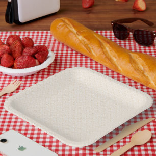 Cremefarbener Stoff mit subtiler, wiederholender,  Pappteller