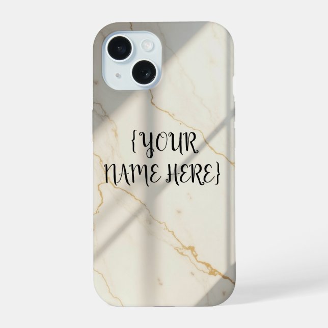 Cremefarbenes Marmor-Monogramm Barely There iPhone 15 Hülle (Rückseite)