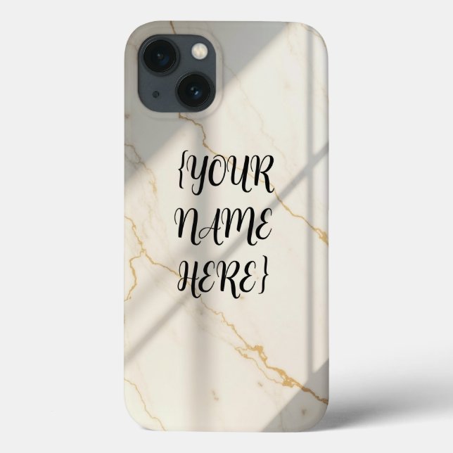 Cremefarbenes Marmor-Monogramm iPhone 13 Hülle (Rückseite)