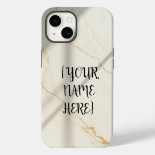 Cremefarbenes Marmor-Monogramm-Tough-Style-iPhone- Case-Mate iPhone 14 Hülle