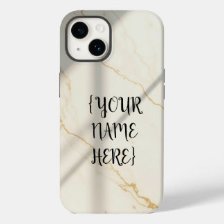 Cremefarbenes Marmor-Monogramm-Tough-Style-iPhone- Case-Mate iPhone 14 Hülle