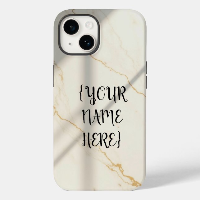 Cremefarbenes Marmor-Monogramm-Tough-Style-iPhone- Case-Mate iPhone Hülle (Rückseite)