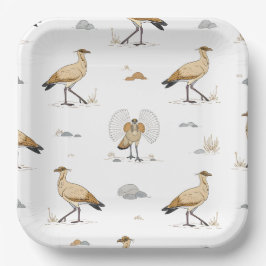 Cremefarbenes Vogelmotiv Pappteller