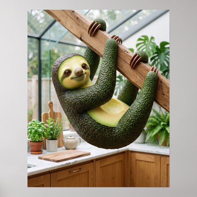 Cremefaulter Avocado-Faultier  Poster (Vorne)