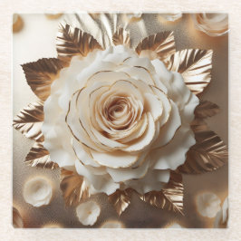 Cremefolie Rose Square Untersetzer